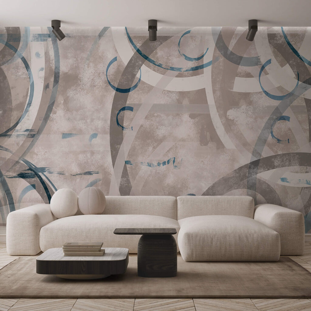 Remolinos y círculos grises y azules