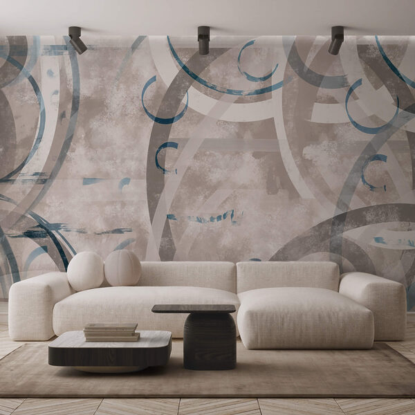 Remolinos y círculos grises y azules