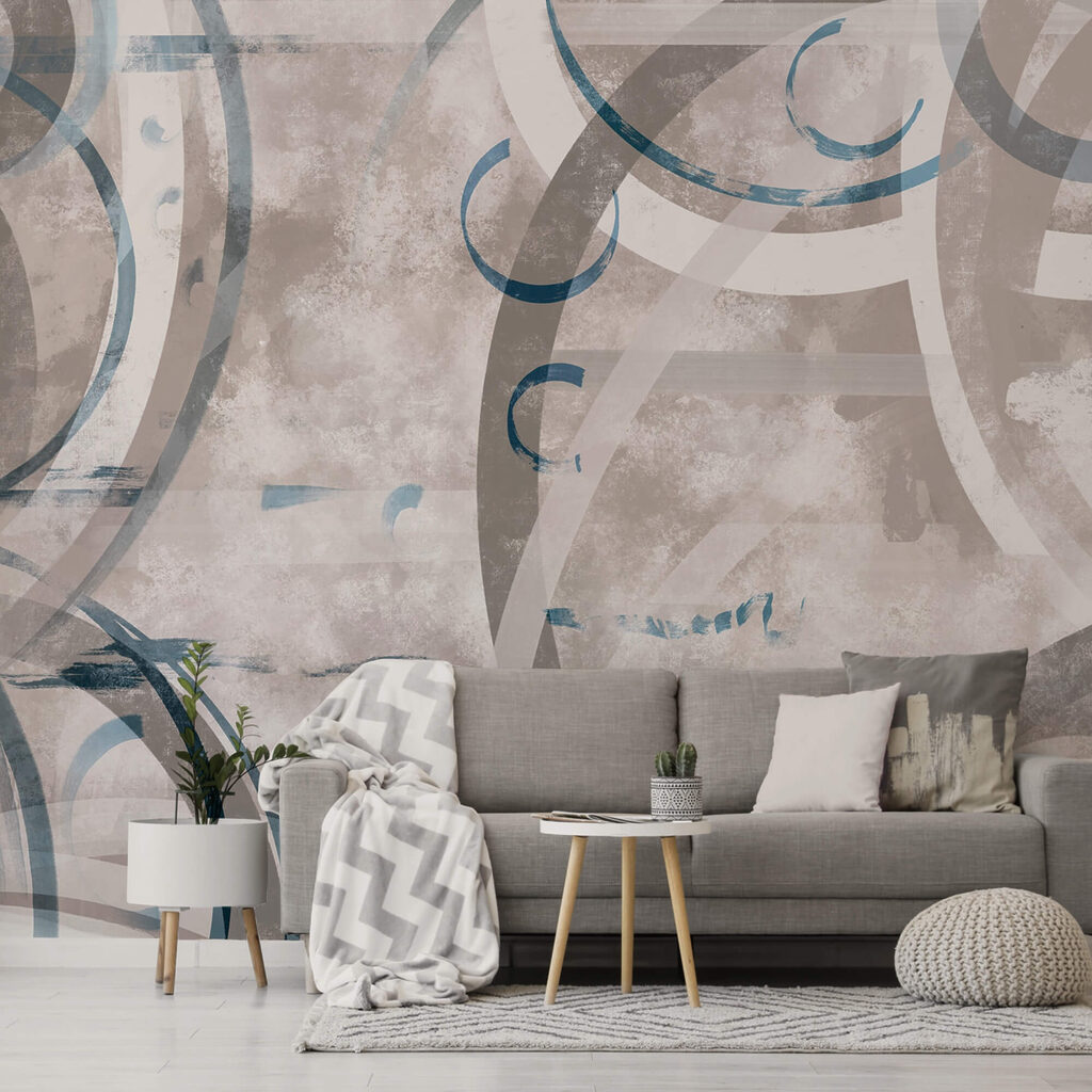 Remolinos y círculos grises y azules