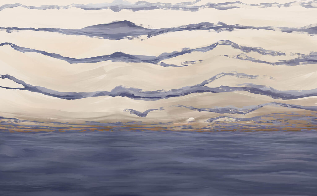 Water with waves and birds flying Water with waves and birds flying