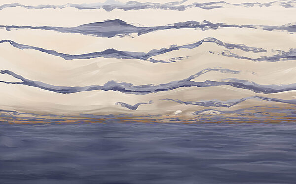 Water with waves and birds flying Water with waves and birds flying