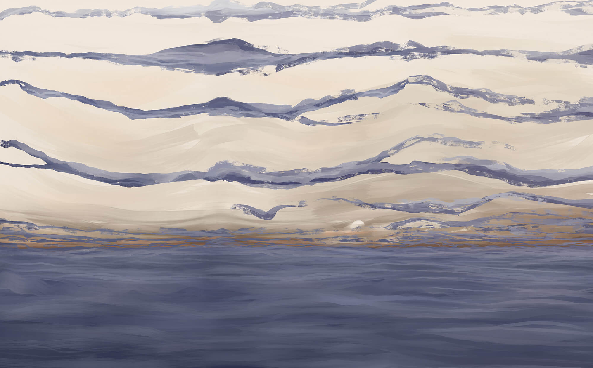 Water with waves and birds flying Water with waves and birds flying