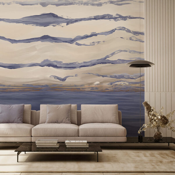 Agua con olas y pájaros volando Agua con olas y pájaros volando