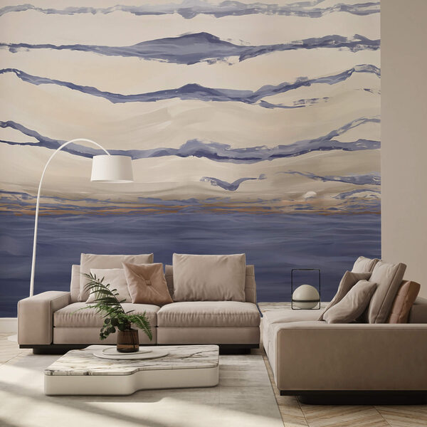 Agua con olas y pájaros volando Agua con olas y pájaros volando