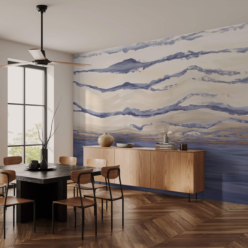 Agua con olas y pájaros volando Agua con olas y pájaros volando