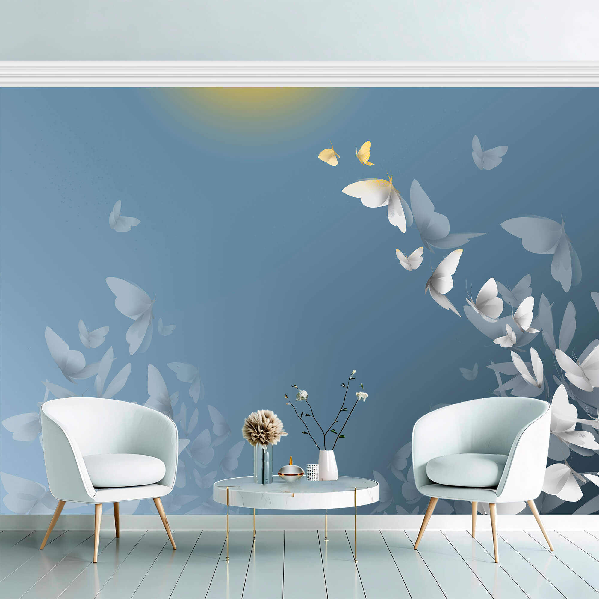 Grupo de mariposas volando en el cielo