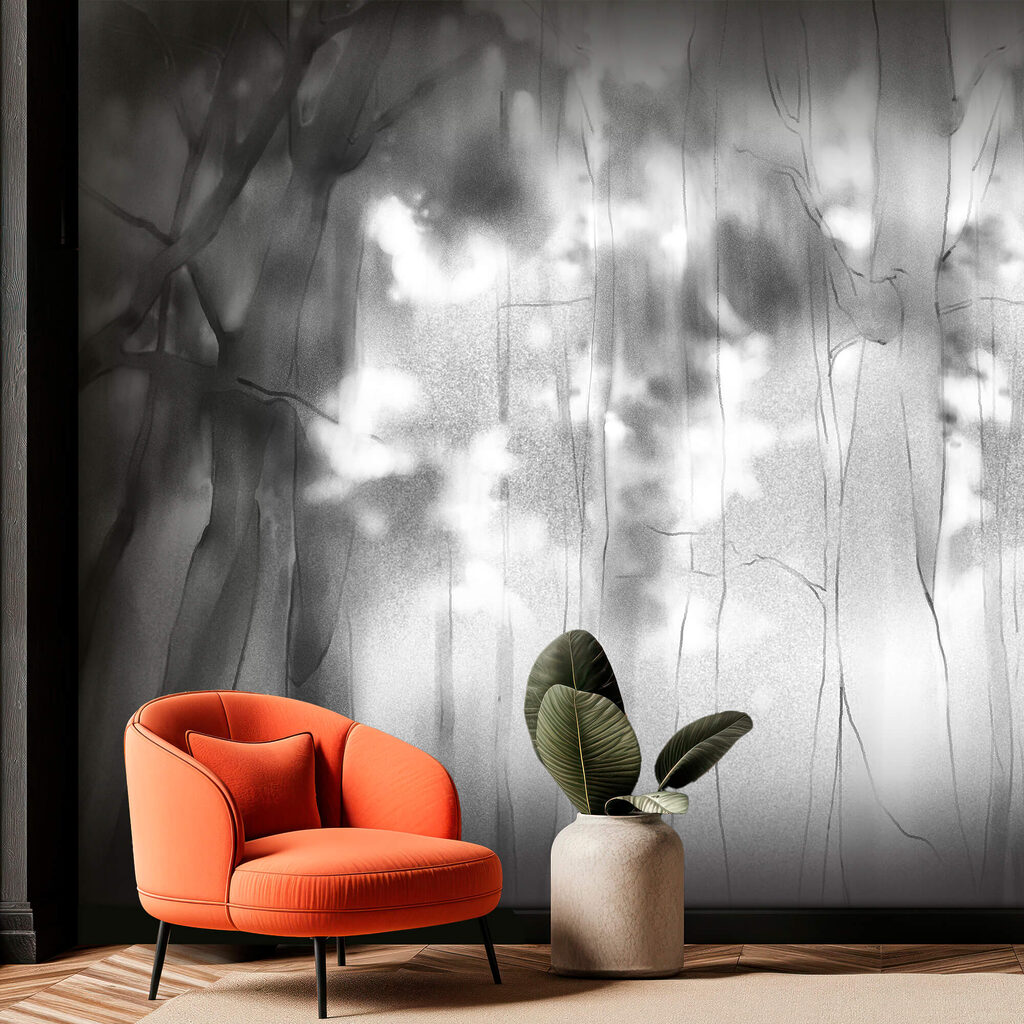 Imagen en blanco y negro de árboles Imagen en blanco y negro de árboles