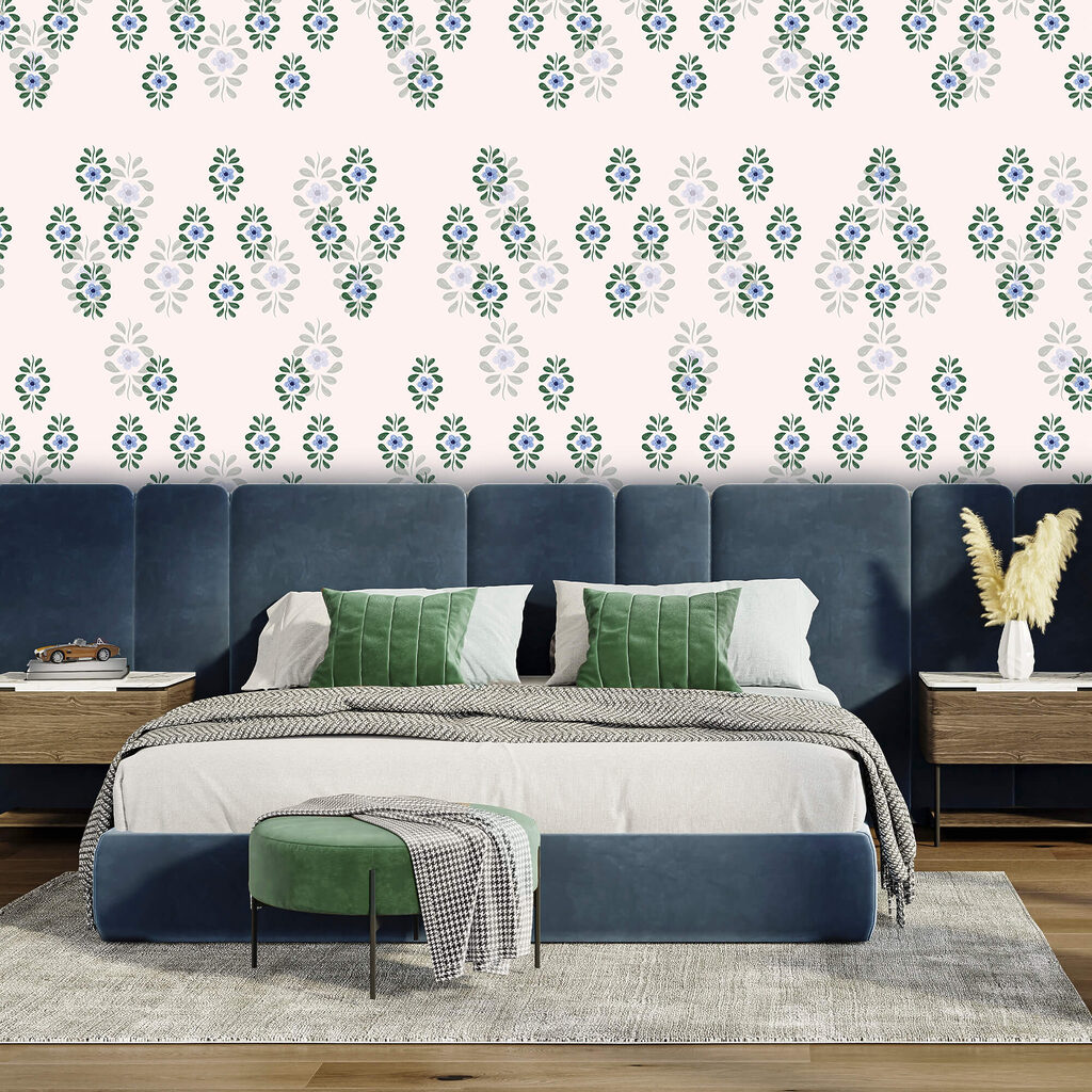 Patrón de flores azules