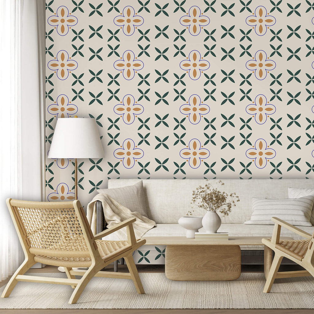 Patrón de flores sobre fondo blanco