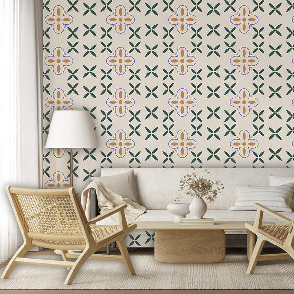 Patrón de flores sobre fondo blanco