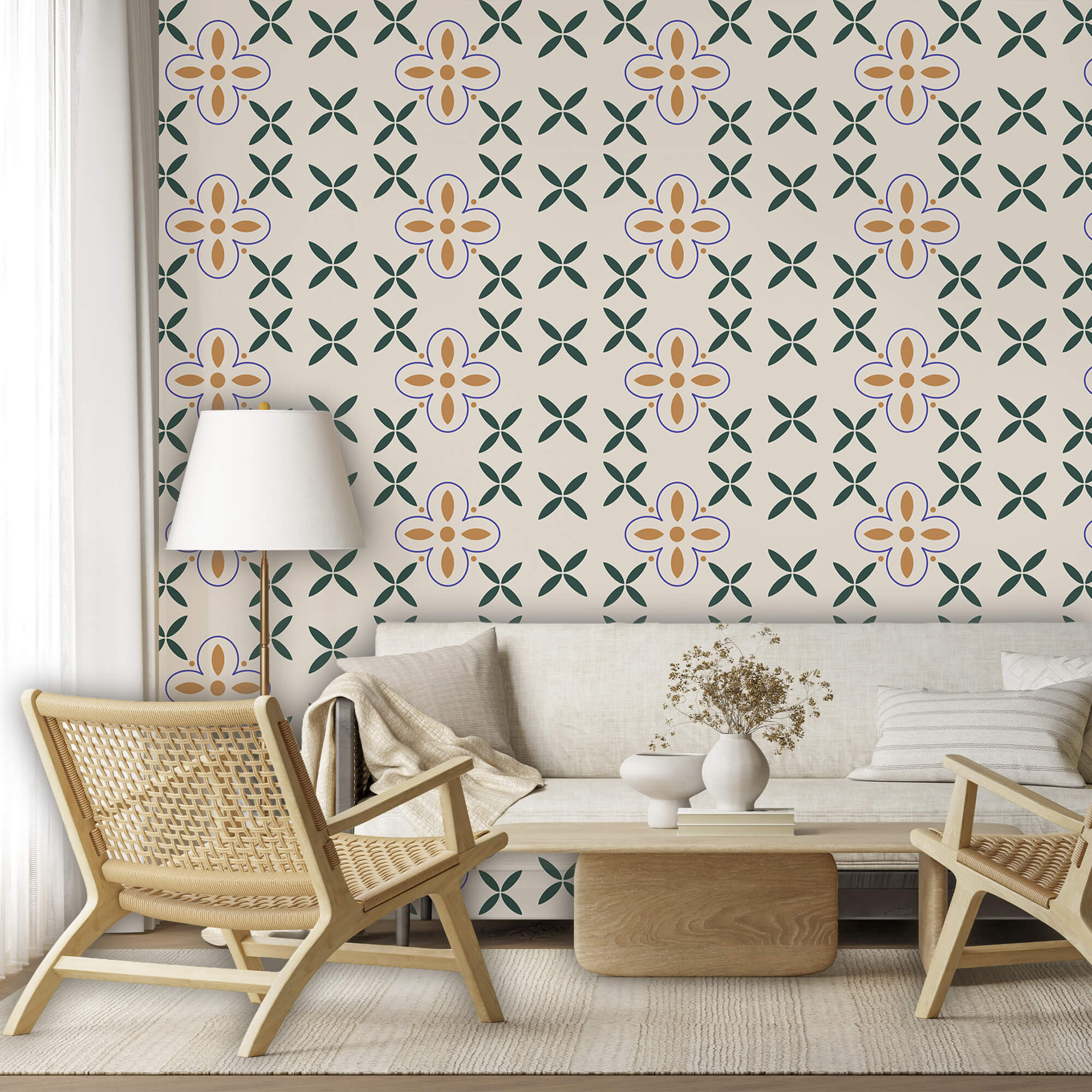 Patrón de flores sobre fondo blanco