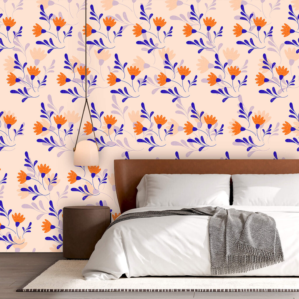 Patrón de flores y hojas