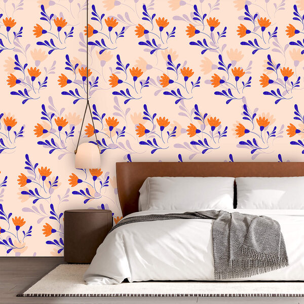 Patrón de flores y hojas