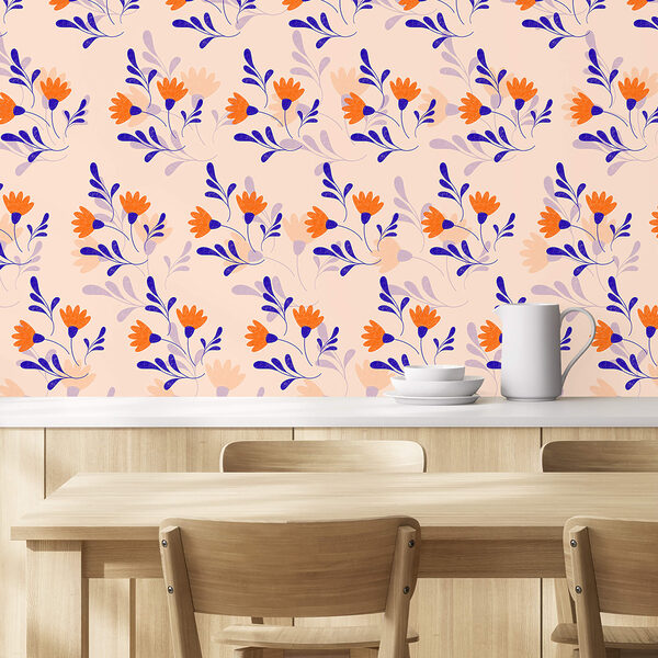 Patrón de flores y hojas