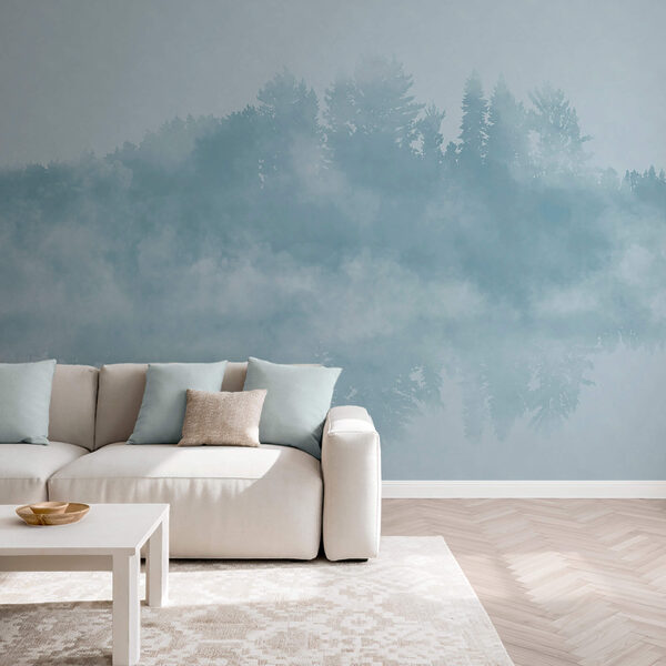 Nube de humo y árboles