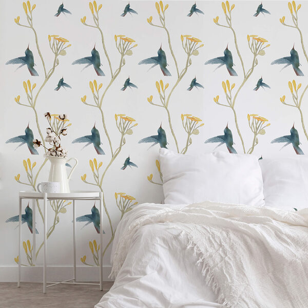 Patrón de pájaros y flores