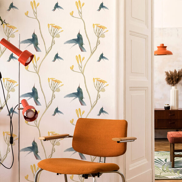 Patrón de pájaros y flores