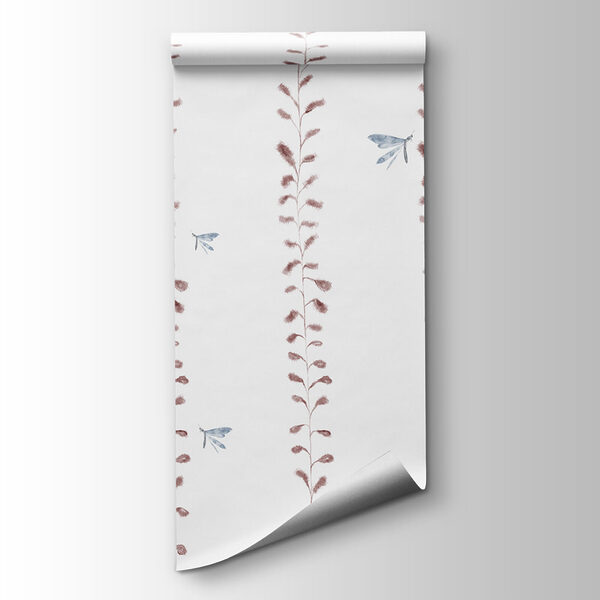 Wallpaper with dragonflies and leaves