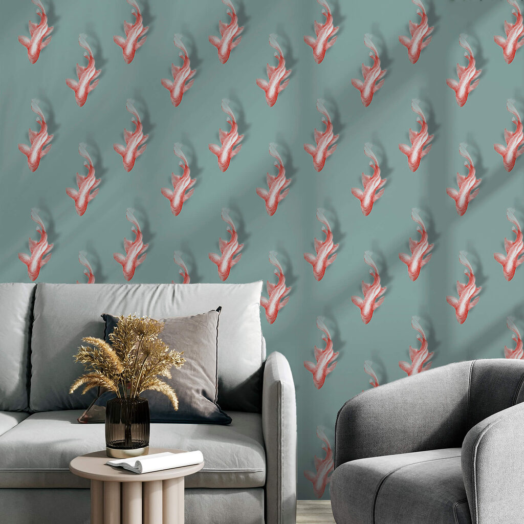 Patrón de peces sobre fondo azul