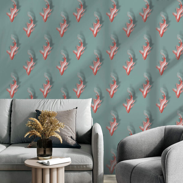 Patrón de peces sobre fondo azul