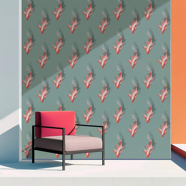 Patrón de peces sobre fondo azul