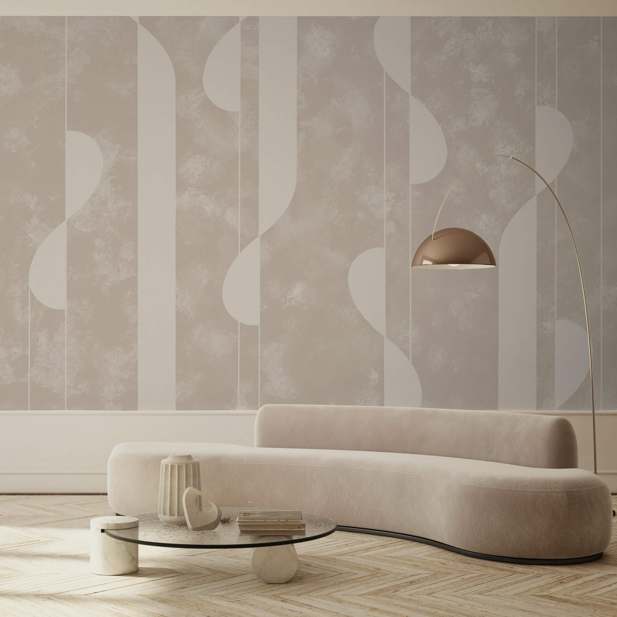 Formas abstractas en suaves tonos beige