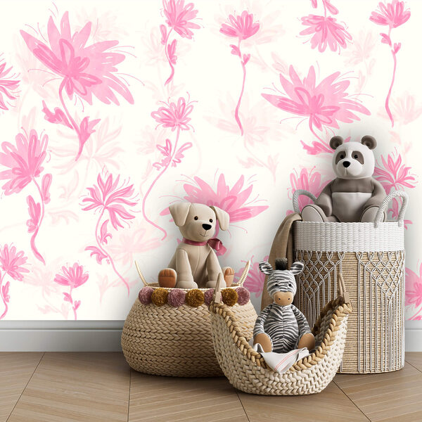 Flores rosas sobre fondo blanco