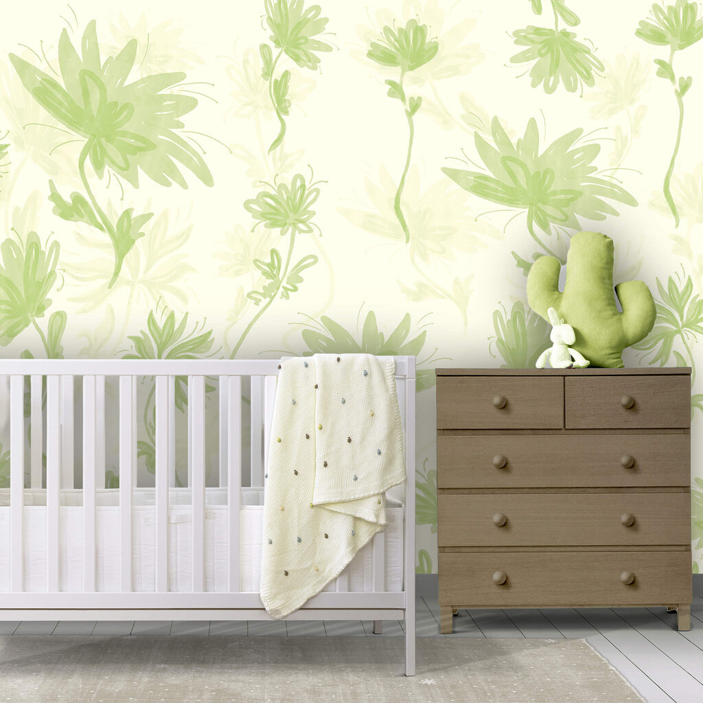 Diseño floral en verde y blanco