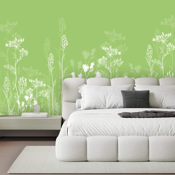 Flores blancas sobre un fondo verde