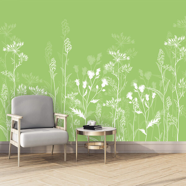 Flores blancas sobre un fondo verde