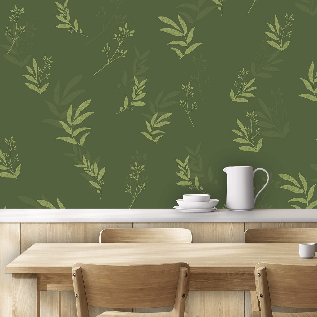 Diseño de hojas sobre fondo verde