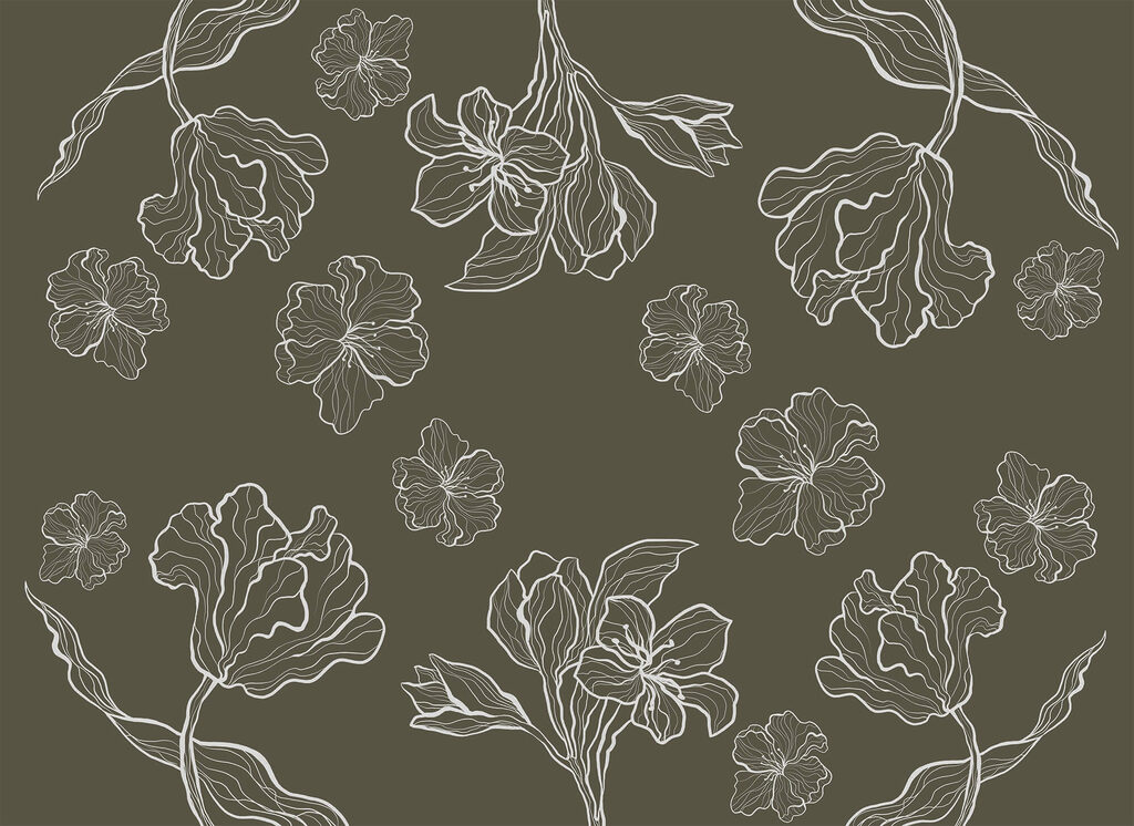 Pattern of flowers on a gray background