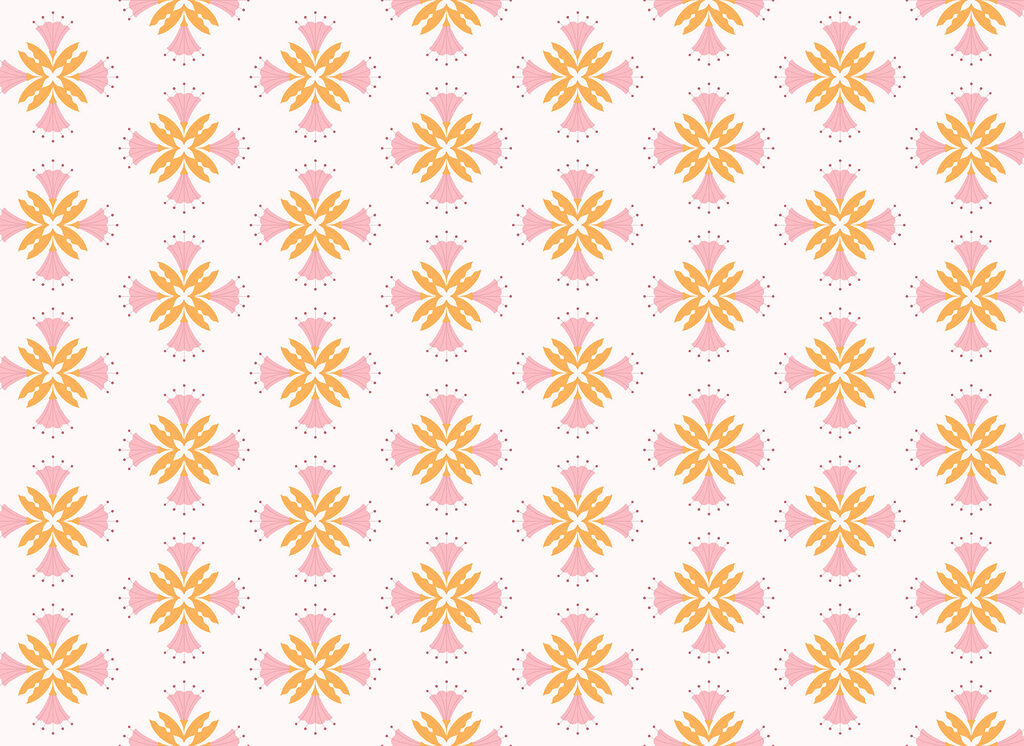 Pattern of pink and orange flowers