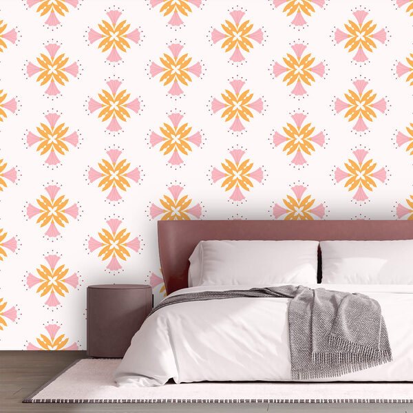 Diseño de flores rosas y naranjas