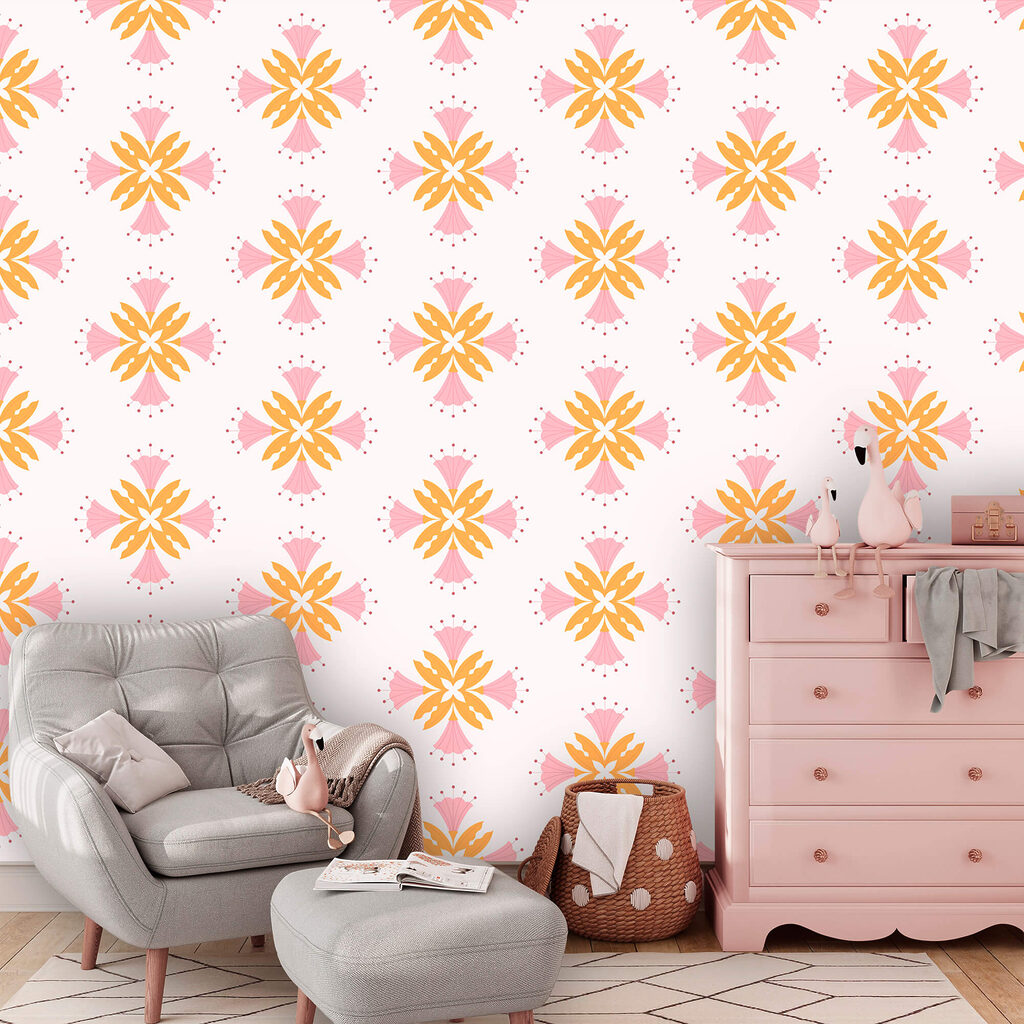 Diseño de flores rosas y naranjas