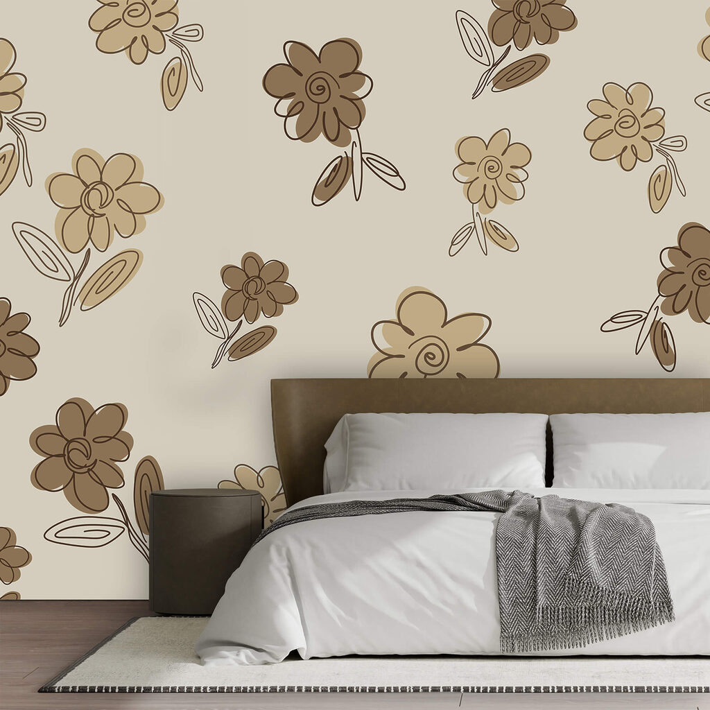 Diseño floral sobre fondo beige