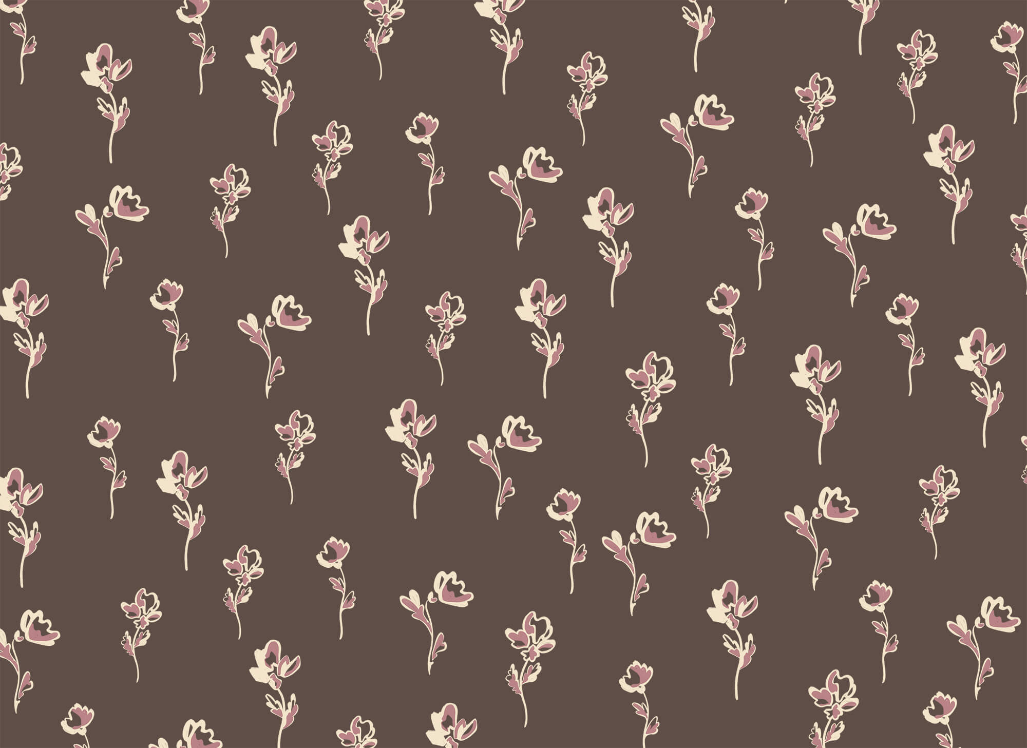 Pattern of flowers on a brown background