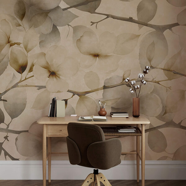 Motivos florales delicados sobre un fondo en tonos apagados