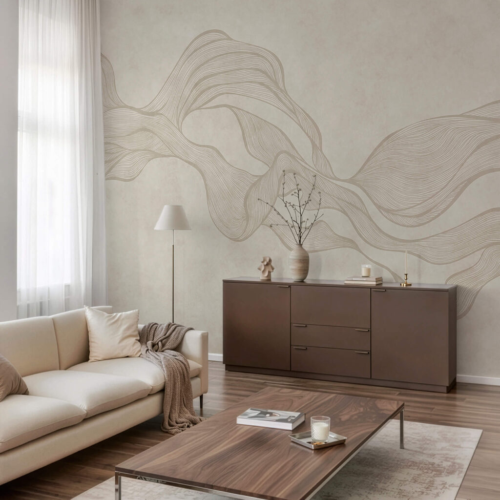 Diseño ondulado en blanco y marrón claro