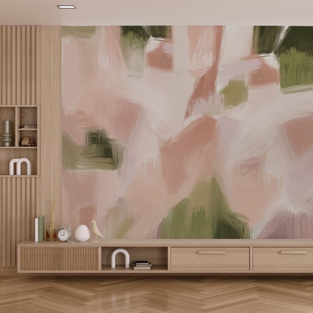 Cuadro con fondo rosa y verde