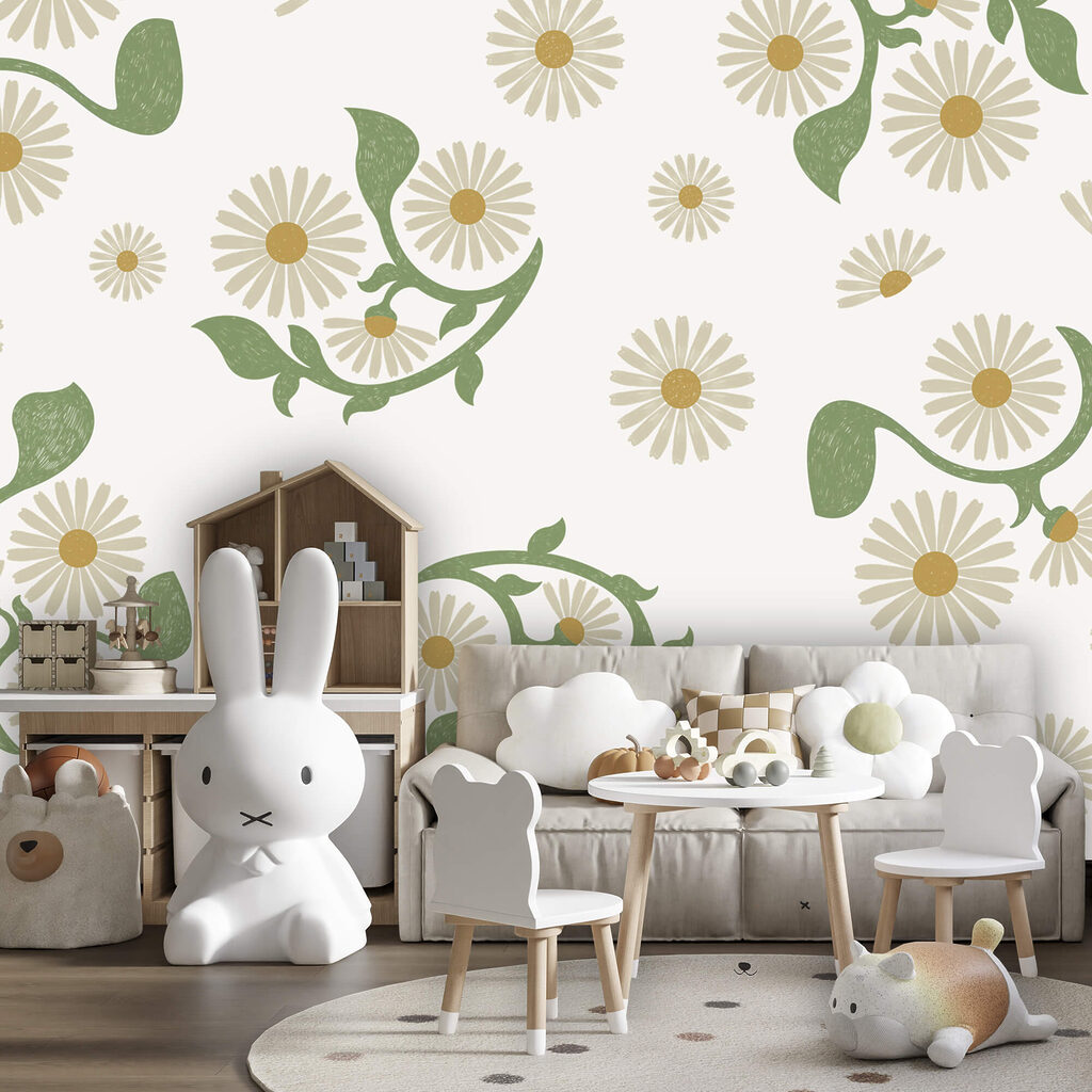 Diseño floral en blanco y verde