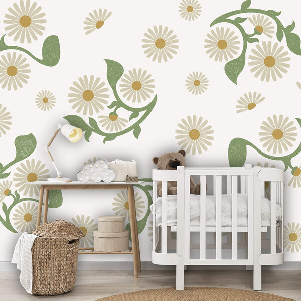 Diseño floral en blanco y verde