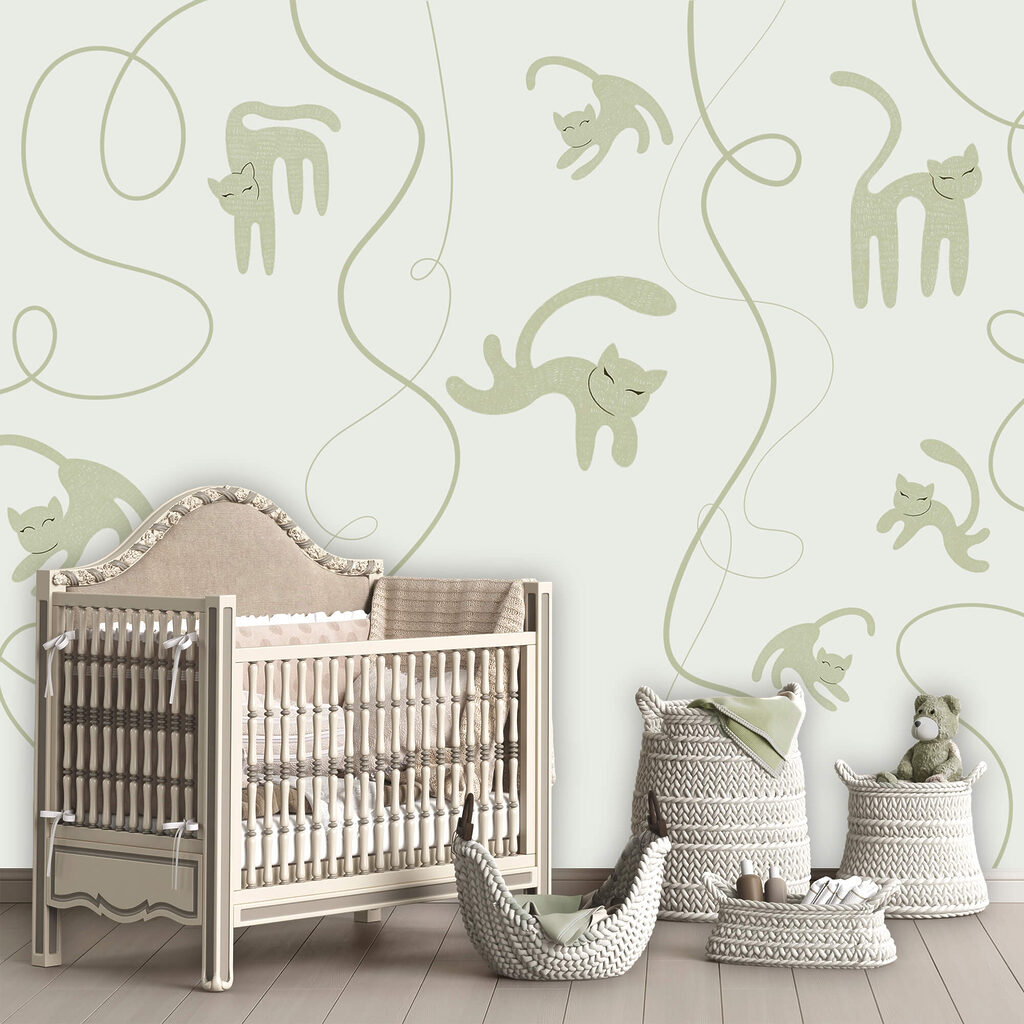 Motivo de gatos y enredaderas