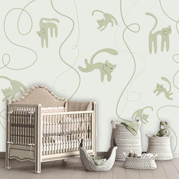 Motivo de gatos y enredaderas