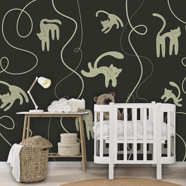 Motivo de gatos y enredaderas