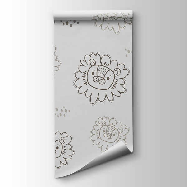 Pattern of lions drawn on a white background