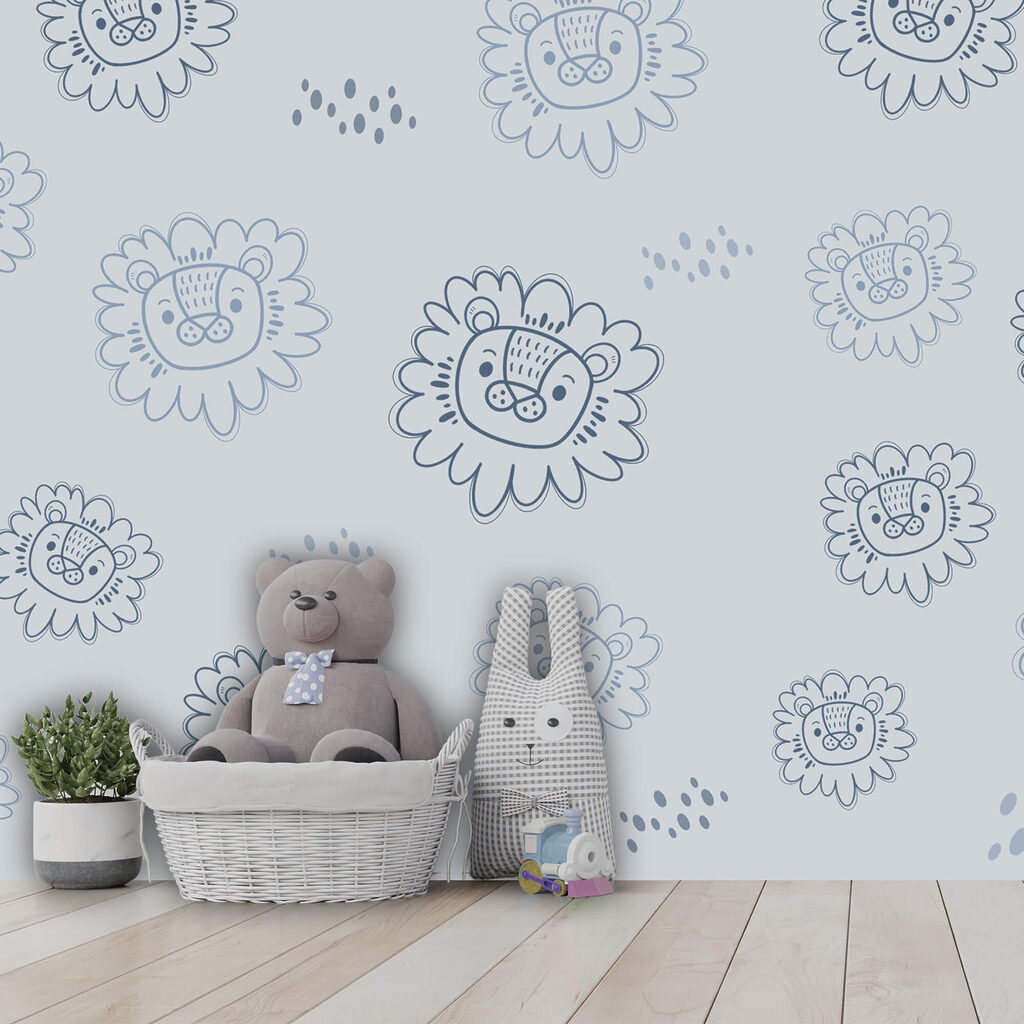 Motivo de leones azules