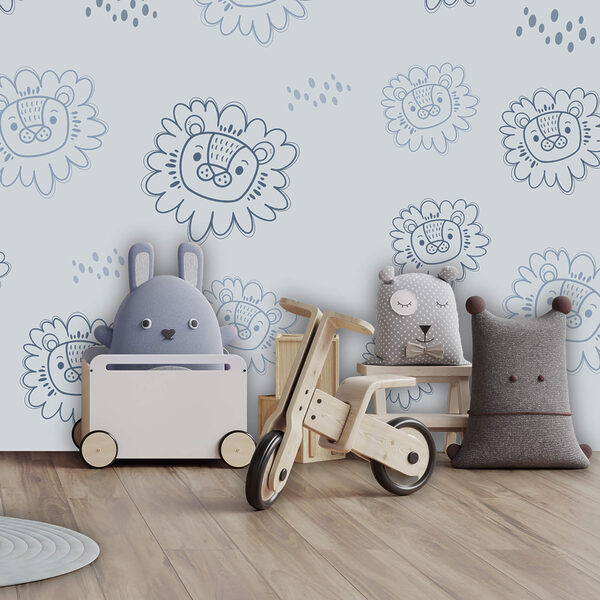 Motivo de leones azules