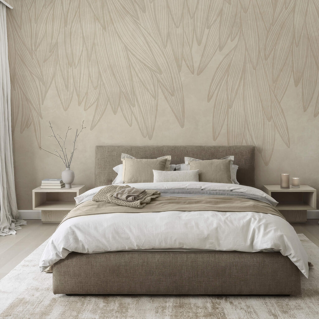 Fondo blanco y beige con hojas