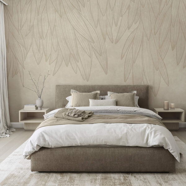 Fondo blanco y beige con hojas